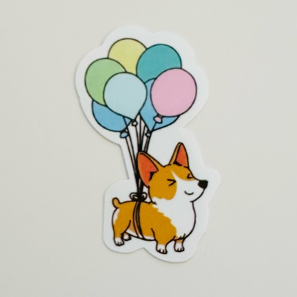 10/$10 Corgi & Balloons Sticker